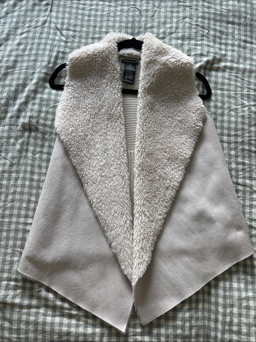 Chelsea & Theodore Cream Faux Shearling Cape Vest